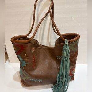 Catchfly Studio Double Handle Shoulder Bag Southwest Concealed Carry Pocket